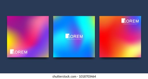 Modern vector template for square brochure leaflet flyer cover catalog poster advert . Abstract fluid 3d shapes trendy liquid colors backgrounds set. Colored fluid graphic composition illustration