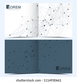 Modern vector template for square brochure, leaflet, flyer, cover, catalog, magazine or annual report . Business, science and technology design book layout. Presentation with dots.