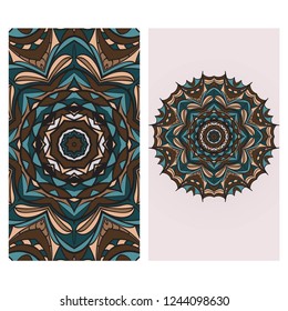 Modern Vector Template With Tribal Mandalas. For Brochure, Flyer, Cover, Magazine.