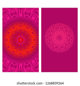 Modern Vector Template With Tribal Mandalas. For Brochure, Flyer, Cover, Magazine. Red color.