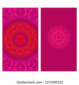 Modern Vector Template With Tribal Mandalas. For Brochure, Flyer, Cover, Magazine. Red color.
