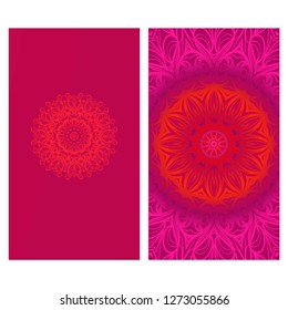 Modern Vector Template With Tribal Mandalas. For Brochure, Flyer, Cover, Magazine. Red color.