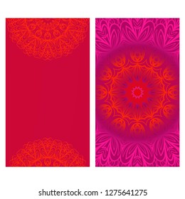 Modern Vector Template With Tribal Mandalas. For Brochure, Flyer, Cover, Magazine. Red color.