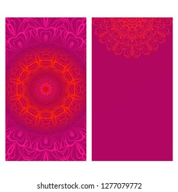 Modern Vector Template With Tribal Mandalas. For Brochure, Flyer, Cover, Magazine. Red color.