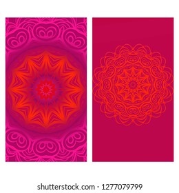 Modern Vector Template With Tribal Mandalas. For Brochure, Flyer, Cover, Magazine. Red color.