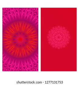Modern Vector Template With Tribal Mandalas. For Brochure, Flyer, Cover, Magazine. Red color.