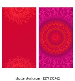 Modern Vector Template With Tribal Mandalas. For Brochure, Flyer, Cover, Magazine. Red color.