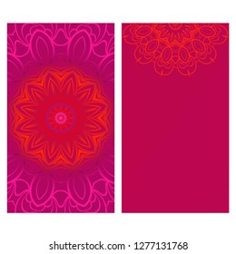 Modern Vector Template With Tribal Mandalas. For Brochure, Flyer, Cover, Magazine. Red color.
