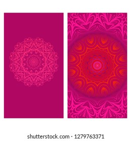 Modern Vector Template With Tribal Mandalas. For Brochure, Flyer, Cover, Magazine. Red color.