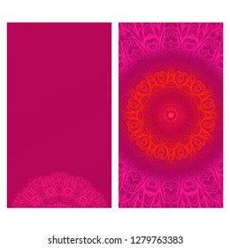 Modern Vector Template With Tribal Mandalas. For Brochure, Flyer, Cover, Magazine. Red color.