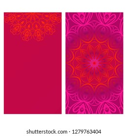 Modern Vector Template With Tribal Mandalas. For Brochure, Flyer, Cover, Magazine. Red color.