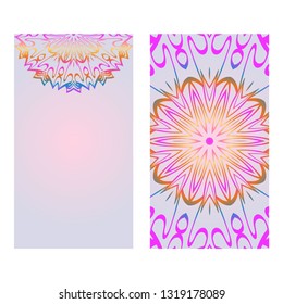 Modern Vector Template With Tribal Mandalas. For Brochure, Flyer, Cover, Magazine. Rainbow color.