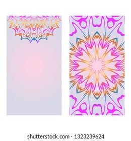 Modern Vector Template With Tribal Mandalas. For Brochure, Flyer, Cover, Magazine. Rainbow color.