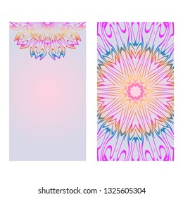 Modern Vector Template With Tribal Mandalas. For Brochure, Flyer, Cover, Magazine. Rainbow color.