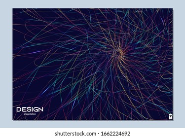 modern vector template web presentation fractal colorful line  black setting 
