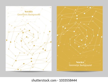 Modern vector templates for brochure cover in A4 size. Abstract geometric background with connected lines and dots. Business, science, medicine and technology design.
