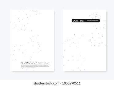 Modern vector templates for brochure cover in A4 size. Minimalistic polygonal background with connected lines and dots.