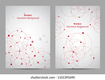 Modern vector templates for brochure cover in A4 size. Abstract geometric background with connected lines and dots. Business, science, medicine and technology design.