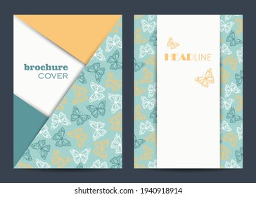 Plantillas vectoriales modernas para la cubierta de folletos en tamaño A4 con hermosas mariposas voladoras