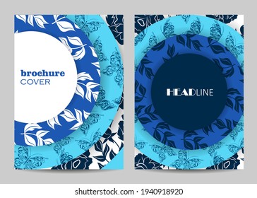 Modern vector templates for brochure cover in A4 size with natural pattern