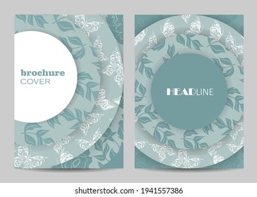 Modern vector templates for brochure cover in A4 size with natural pattern