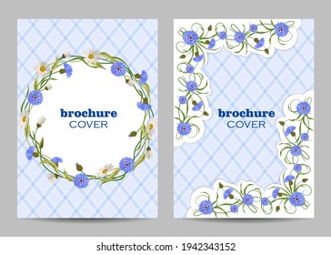 Modern vector templates for brochure cover in A4 size with beautiful flowers