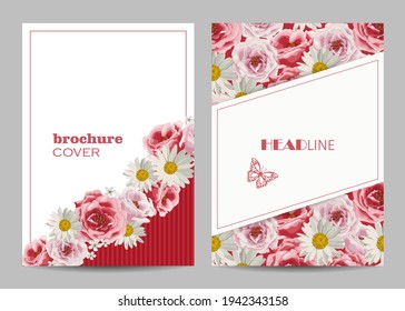 Plantillas vectoriales modernas para portafolletos de tamaño A4 con flores hermosas