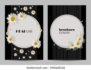 Modern vector templates for brochure cover in A4 size with beautiful flowers