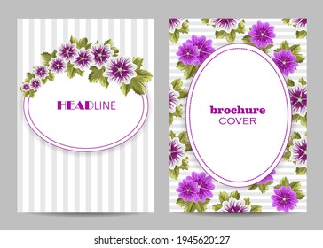 Plantillas vectoriales modernas para portafolletos de tamaño A4 con flores hermosas