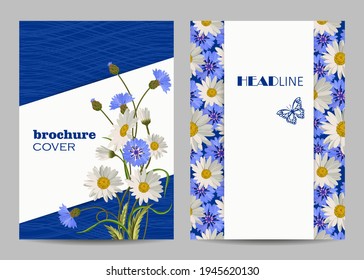 Moderne Vektorgrafiken für Broschüren in A4-Größe mit schönen Blumen