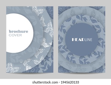 Modern vector templates for brochure cover in A4 size with natural pattern
