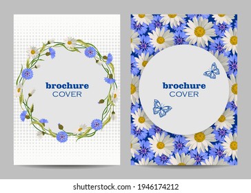 Modern vector templates for brochure cover in A4 size with beautiful flowers