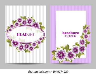 Plantillas vectoriales modernas para portafolletos de tamaño A4 con flores hermosas