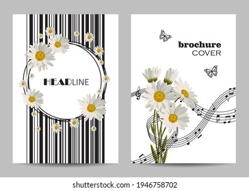 Modern vector templates for brochure cover in A4 size with beautiful flowers