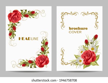 Plantillas vectoriales modernas para portafolletos de tamaño A4 con flores hermosas