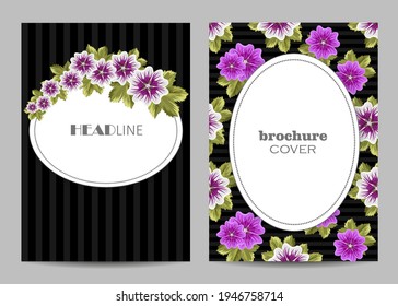 Plantillas vectoriales modernas para portafolletos de tamaño A4 con flores hermosas