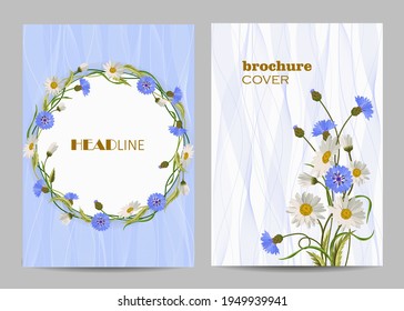 Plantillas vectoriales modernas para portafolletos de tamaño A4 con flores hermosas
