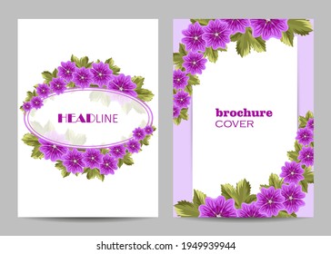 Modern vector templates for brochure cover in A4 size with beautiful flowers
