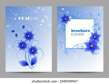 Modern vector templates for brochure cover in A4 size with beautiful flowers