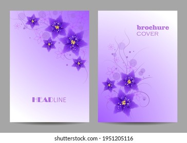 Moderne Vektorgrafiken für Broschüren in A4-Größe mit schönen Blumen