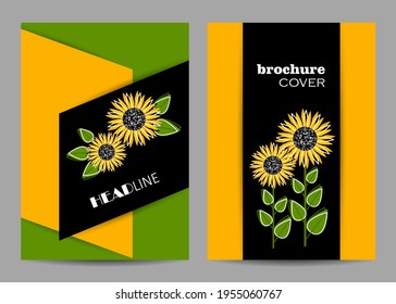 Moderne Vektorgrafiken für Broschüren in A4-Größe mit schönen Blumen