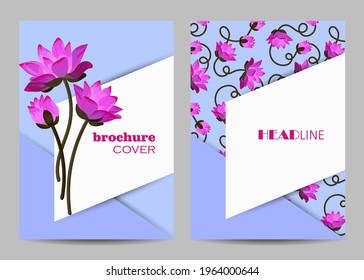 Modern vector templates for brochure cover in A4 size with beautiful flowers