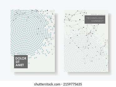 Modern vector templates for brochure cover in A4 size. Abstract geometric background with connected lines and dots. Technology design for your business