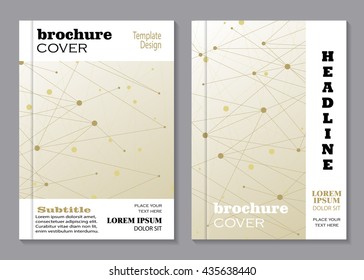 Modern vector templates for brochure cover in A4 size. Abstract geometric background with connected lines and dots. Business, science, medicine and technology design.