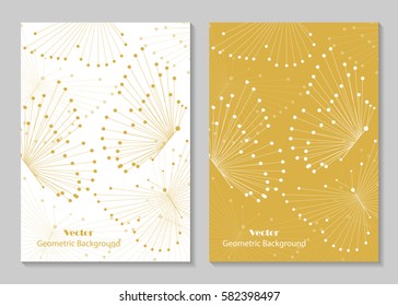 Modern vector templates for brochure cover in A4 size. Abstract geometric pattern with connected lines and dots in a shape of butterflies.