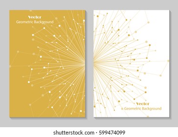 Modern vector templates for brochure cover in A4 size. Abstract geometric background with connected lines and dots. Business, science, medicine and technology design.