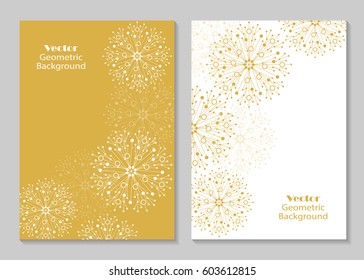 Modern vector templates for brochure cover in A4 size. Abstract geometric forms with connected lines and dots. Business, science, medicine and technology design.