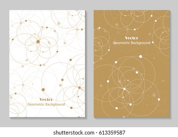 Modern vector templates for brochure cover in A4 size. Abstract geometric background with connected lines and dots. Business, science, medicine and technology design.