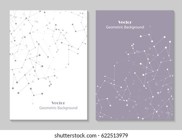 Modern vector templates for brochure cover in A4 size. Abstract geometric background with connected lines and dots. Business, science, medicine and technology design.