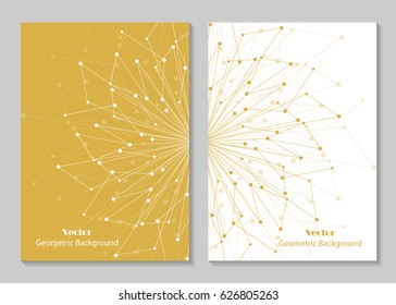 Modern vector templates for brochure cover in A4 size. Abstract geometric background with connected lines and dots. Business, science, medicine and technology design.